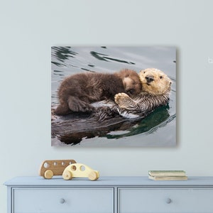 Ocean Nursery Art, Baby Sea Otter Print, Sea Otter, Baby Animal Nursery Print, Animal Nursery Decor, Nursery Wall Art, Ocean Nursery Print