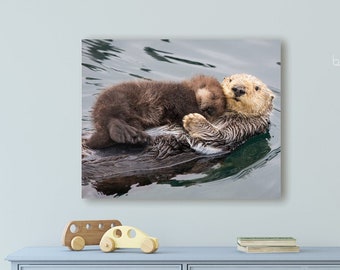 Ocean Nursery Art, Baby Sea Otter Print, Sea Otter, Baby Animal Nursery Print, Animal Nursery Decor, Nursery Wall Art, Ocean Nursery Print