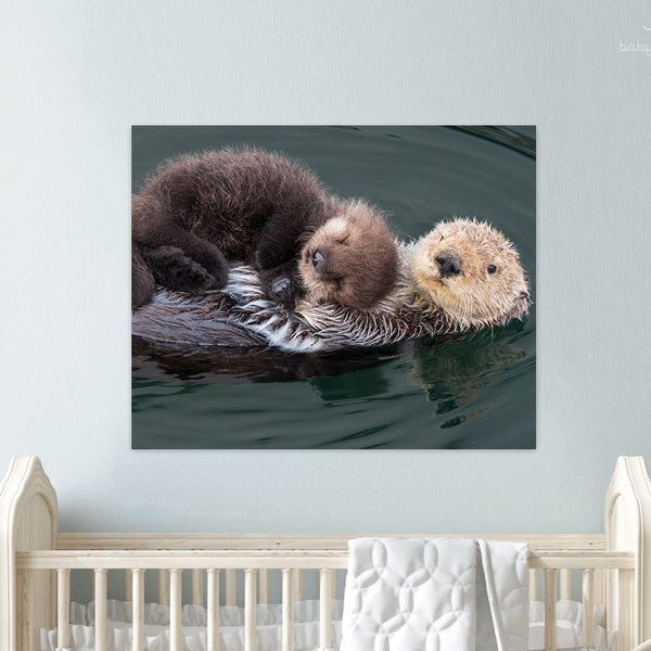 BABY SEA OTTER and Mom Print / Baby Animal Nursery Art / Animal Nursery Decor / Baby Animal Print / Kids Room Decor/ Sea Otter / Baby Shower