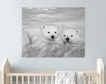 Baby Animal Nursery Print / Polar Bear / Bear Cub / Animal Photo / Wall Decor / Animal Nursery Art / Baby Animal Print / Baby Shower / Zoo