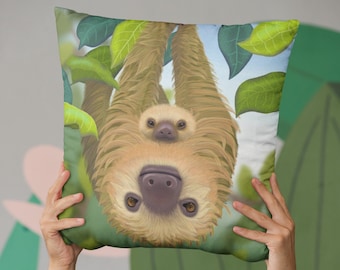 Sloth pillow, sloth gifts, sloth cushion, sloth kids, sloth nursery pillow, animal pillow, jungle nursery, jungle kids room, sloth kids, zoo