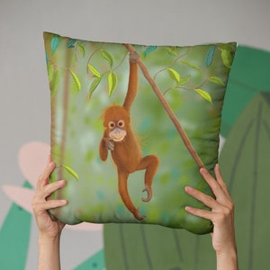 オランウータン枕子供用、ジャングル枕、サファリ枕、野生動物枕、オランウータンクッション、ジャングル保育園、サファリ保育園、ジャングル子供部屋
