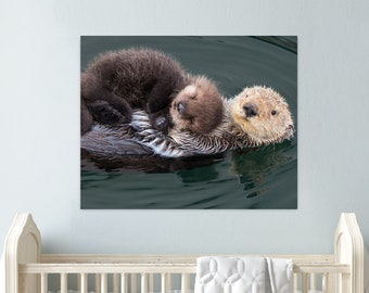 BABY SEA OTTER and Mom Print / Baby Animal Nursery Art / Animal Nursery Decor / Baby Animal Print / Kids Room Decor/ Sea Otter / Baby Shower