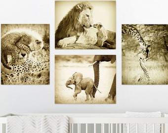 Nursery Animal Prints, Safari Animal Prints, Baby Animal Prints, Nursery Art, Elephant Print, Lion, Cheetah, Giraffe Print, Safari Theme Art