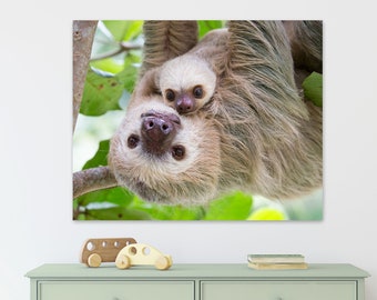 Jungle Baby Animal Print, Sloth Animal Nursery Art, Baby Nursery Decor, Sloth Art, Sloth Print, Jungle Nursery Animal Print Art, Wildlife