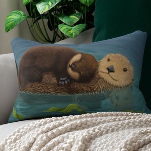 Otter pillow kids, animal nursery pillow, otter baby gift, otter baby shower, otter nursery decor, sea nursery decor, ocean nursery decor