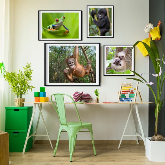 Gorilla Pictures, Art for Kids, Playroom Wall Decor