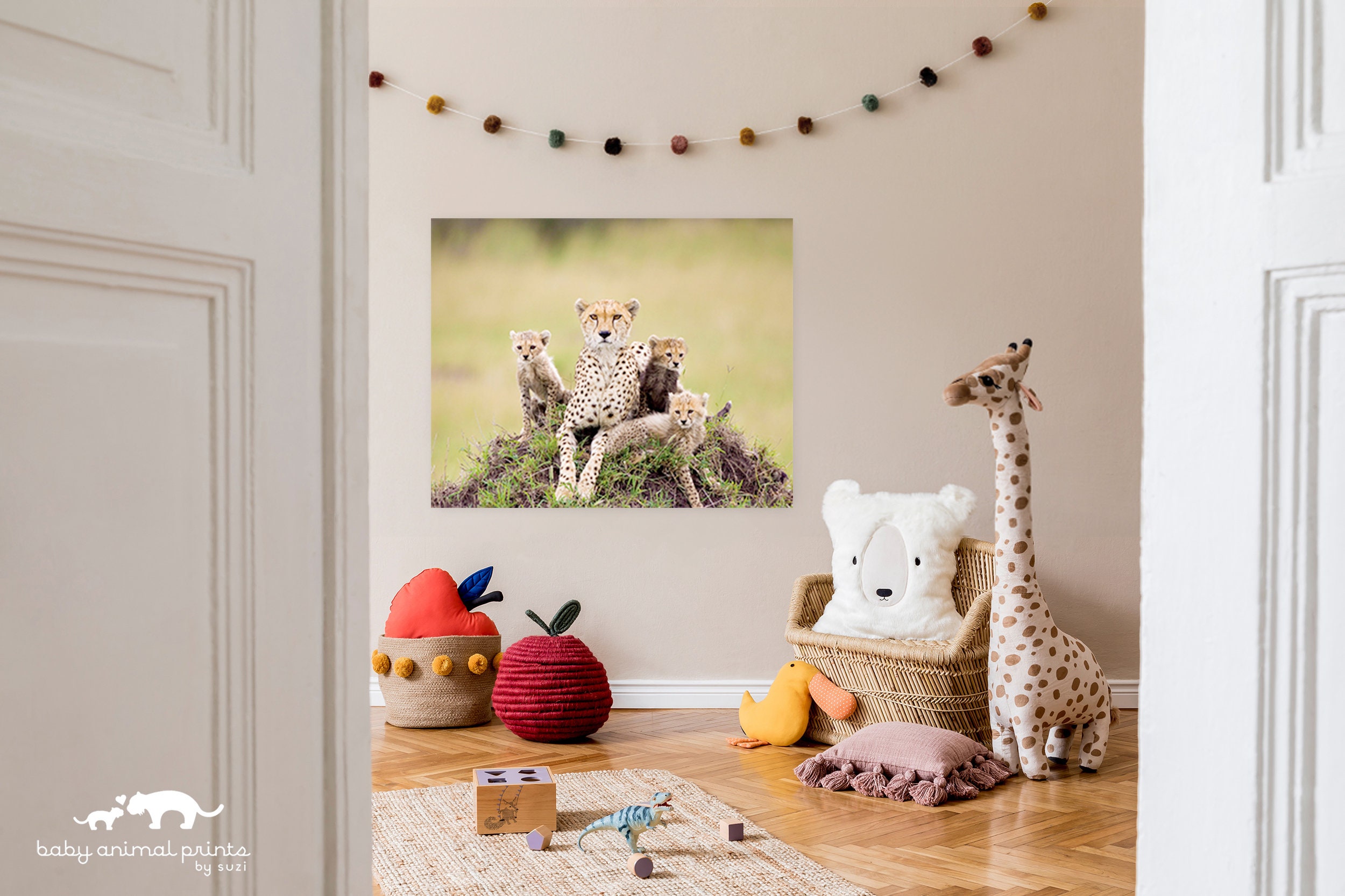 Safari Nursery Decor, Baby Cheetah Print, Baby Animal Nursery Art