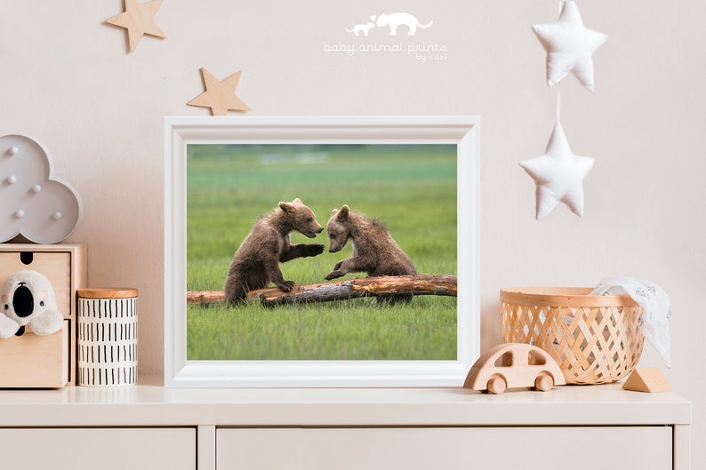 Animal Nursery Wall Art, Baby Bear Print, Woodland Animal Print, Forest Nursery Theme, Bear Cub, Woodland Animal Wall Art, Forest Animal image 1