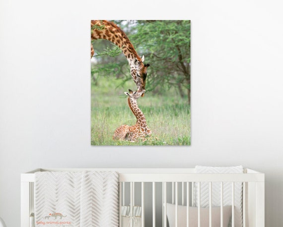 Giraffe Family Art Print Safari Nursery Prints for Kids Room