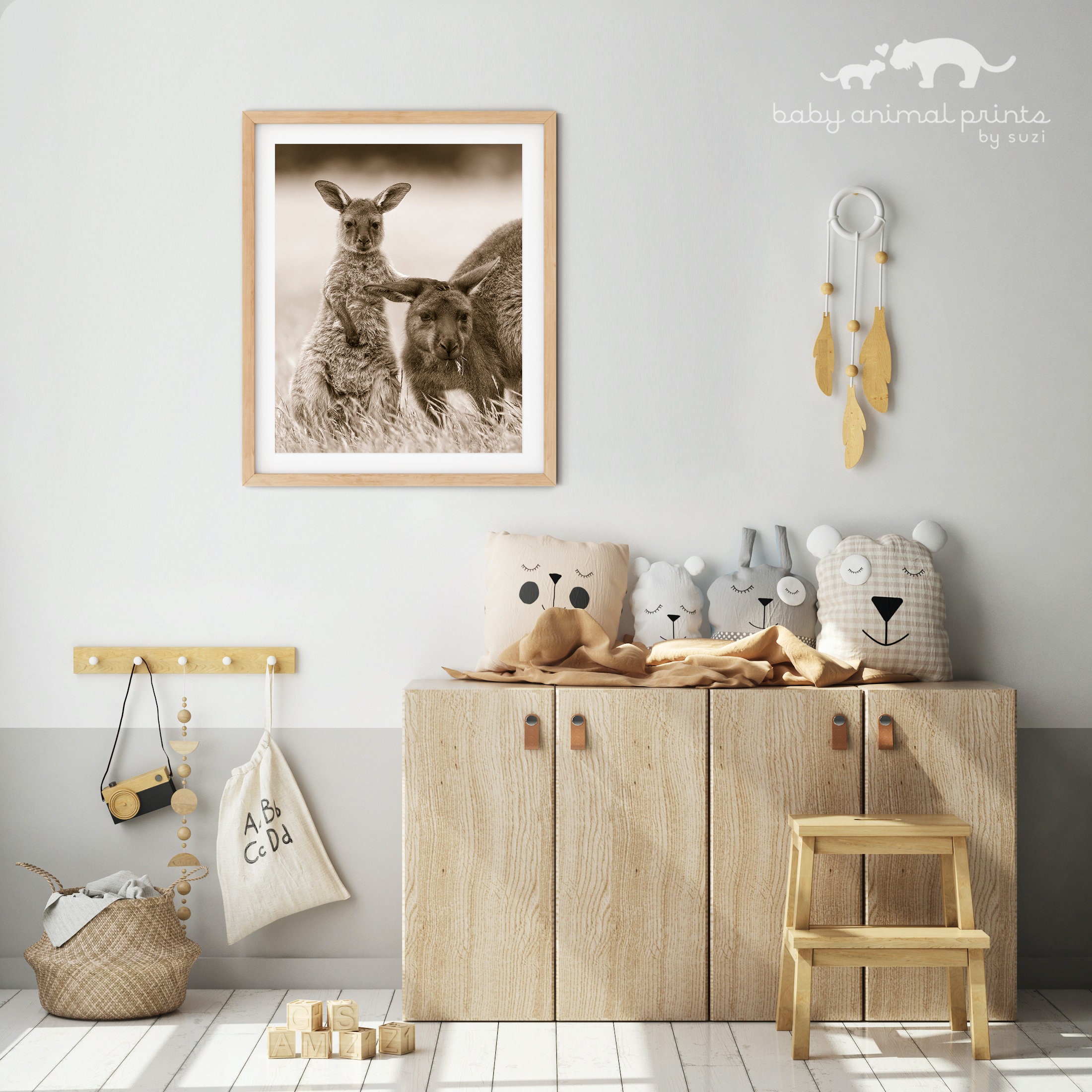 Nursery Decor / Kangaroo / Baby Animal Nursery Art / Safari Etsy