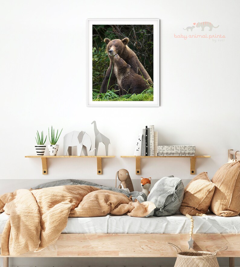 Baby Bear Print, Animal Nursery Art, Nursery Wall Art, Bear Nursery Print, Woodland Animal Theme Decor, Wall Art for Kids, Childrens Room image 2