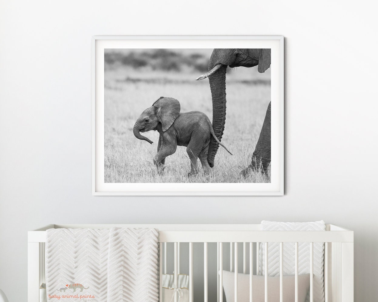 Home & Living Brown Baby Nursery Decor Baby Elephant Print Safari