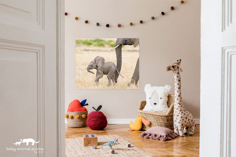 Safari Baby Animal Print, Baby Elephant Print, Safari Kids Room Art Gift, Safari Nursery Art, Baby Animal Nursery Decor, Elephant Gift, Zoo image 4