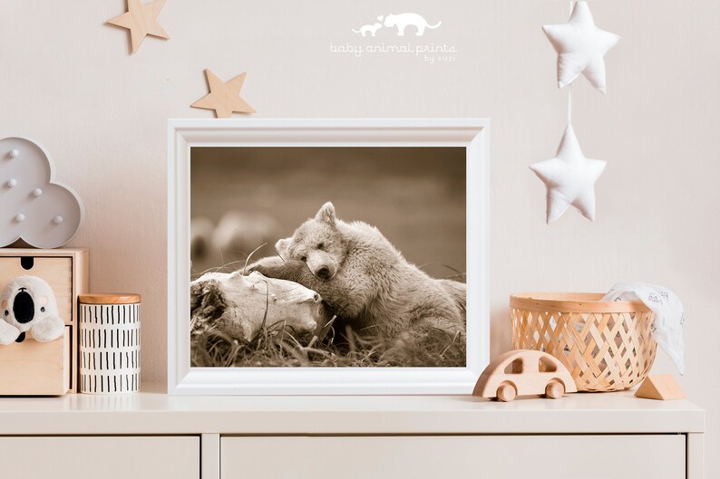 Woodland Nursery Print, Bear Decor, Sepia Print , Bear Photograph, Woodland Nursery Art, Woodland Wall Decor, Baby Nursery Art, Kids Room image 6