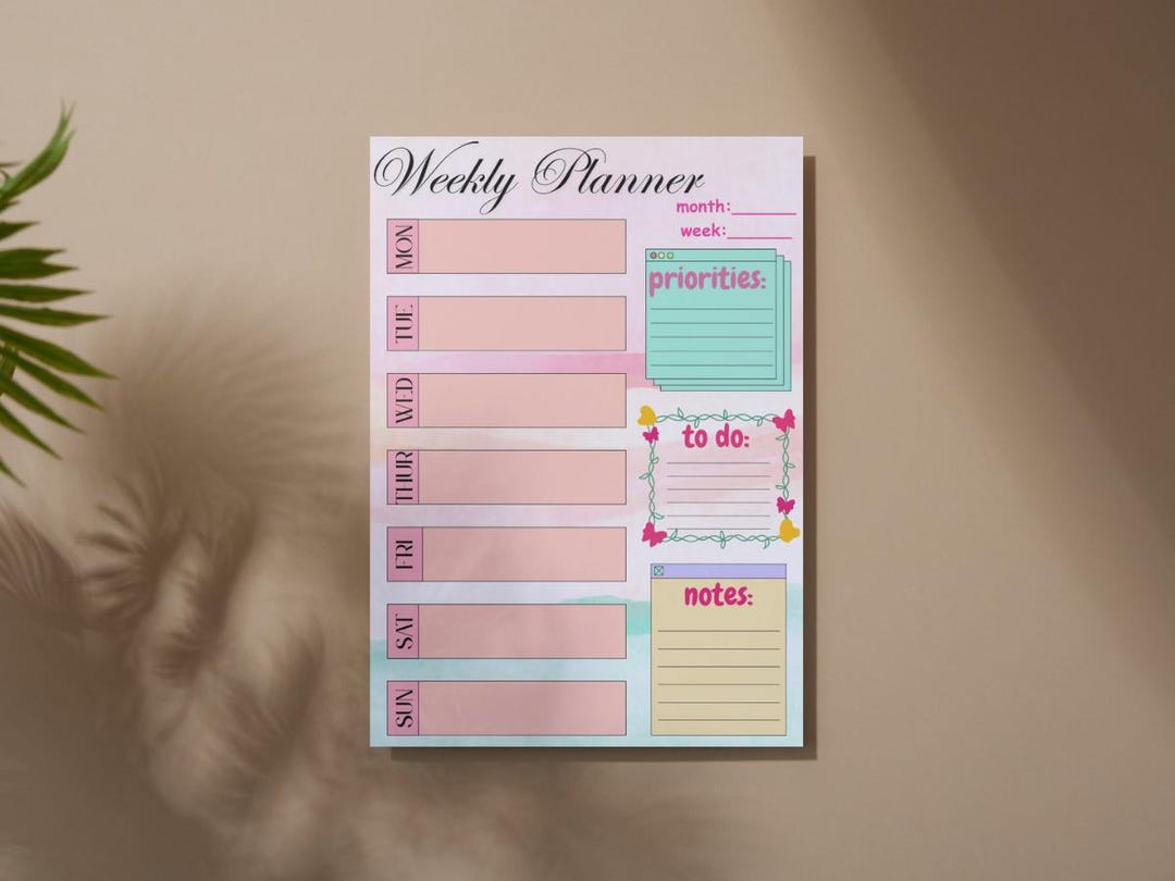 Pink Aesthetic Weekly Planner | Printable Digital Planner | Pastel ...