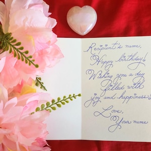 Servicios de redacción de tarjetas de felicitación personalizadas escritas a mano