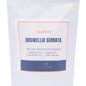Boswellia Serrata Pulver |  Auszug 10:1 | Hochfeste | Boswelliasäure | Premium Vegan Qualität