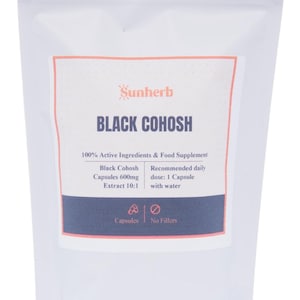 Black Cohosh Capsules 600mg | Extract 10:1 | Actaea racemosa | Cimicifuga racemosa  | Premium Quality | Vegan HPMC Capsules