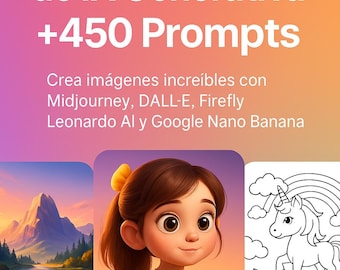 Generative AI Guide + 450 Prompts: Midjourney, DALL-E 3 (PDF Tutorial Spanish edition)