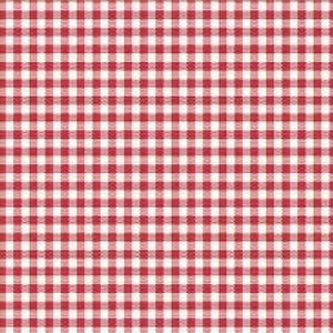 Peut inclure: Un tissu textile présentant un motif vichy classique composé d'une grille répétitive de carrés rouges pleins et de carrés blancs. Le design consiste en des lignes horizontales et verticales entrecroisées d'une largeur constante, créant un effet damier uniforme sur toute la surface du matériau.