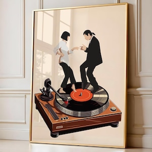 Retro Vinyl Record Dance Art Print, Music Print Poster (Digital Download)