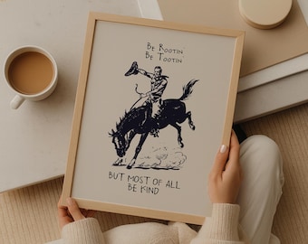 Be Rootin Tootin Cowboy Poster – Minimal Western Wall Art Quote (Digital Download)