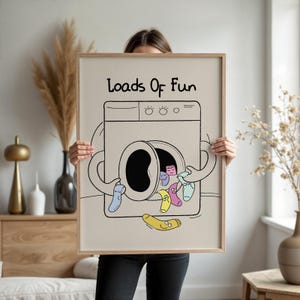 Loads Of Fun Print, Funny Laundry Print, Laundry Basket Print, Laundry Room Decor, Funny Washing Art, Laundromat Poster, Laundry Room Poster