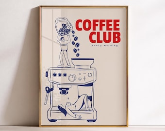Retro Coffee Poster – Vintage Coffee Wall Art for Bar or Kitchen (Digital Download)