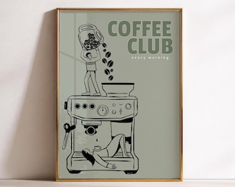 Retro Coffee Poster – Vintage Coffee Wall Art for Bar or Kitchen (Digital Download)
