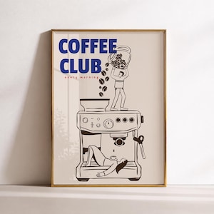 Póster retro de café: decoración vintage para la pared del bar o la cocina (descarga digital).