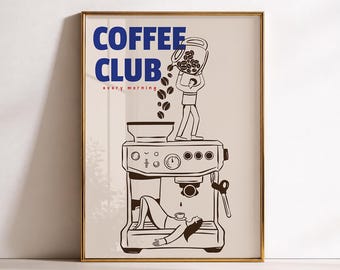 Retro Coffee Poster – Vintage Coffee Wall Art for Bar or Kitchen (Digital Download)