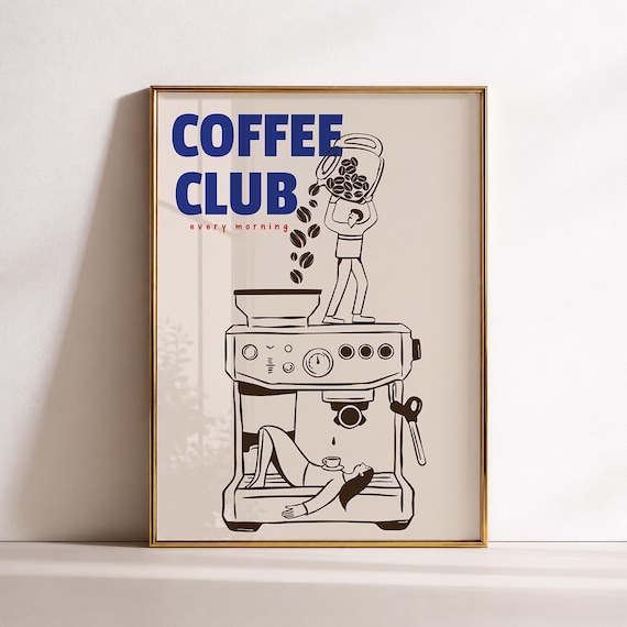 Retro Coffee Poster – Vintage Coffee Wall Art for Bar or Kitchen (Digital Download)
