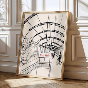 Impresión artística del metro de Nueva York, ilustración de tren subterráneo, arte mural icónico de Nueva York, arte de viaje a Manhattan, decoración de pared de Nueva York, impresión estilo metro subterráneo