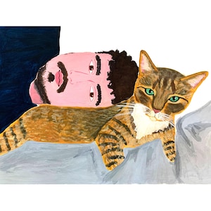 Ritratto di famiglia e di animali domestici personalizzato in formato A3 con tecnica gouache, ritratto personalizzato da foto, regalo per nuovi animali domestici, arte per animali domestici, dipinto di animali domestici.
