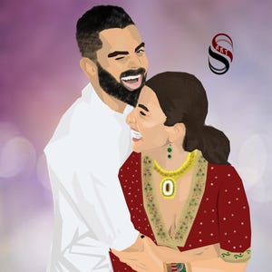 Portrait couple personnalisé - Dessin cartoon digital à partir de photo - Illustration JPEG PDF - Cadeau original personnalisé