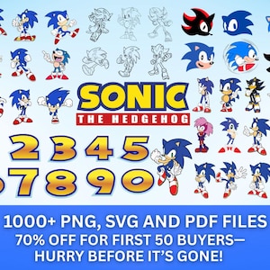 1000+ Sonic png, Bundle The Hedgehog, game png, cartoon PNG-bundel, Sonic Face svg, sonic Characters png, InstantDownload,digitale download