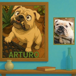 Custom animeportrait, custom pet japanese drawing, custom pet print, Japanese movie poster, custom cartoon pet portrait, anime portrait