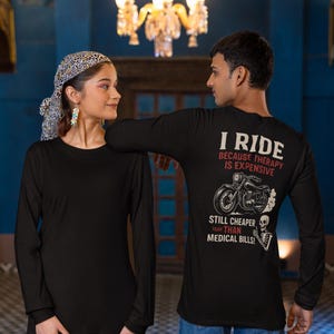 Motorcycle Therapy T-Shirt, Unisex Graphic Tee for Bikers, Funny Riding Shirt, Gift for Riders, Humor Tee for Motorcycle Lovers