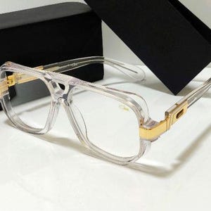 NYS Eyewear Men's Retro Hip Hop Clear Lens Glasses - Black & Gold Frame 8060