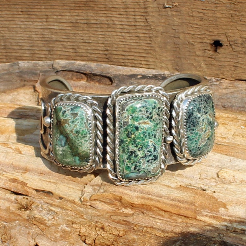 Turquoise Sterling Silver Cuff Bracelet Damele Mine Unique - Etsy