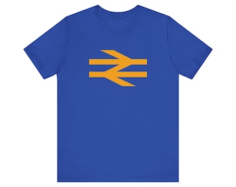 British Rail Arrows, Yellow on Royal Blue Bella Canvas 3001 Unisex T Shirt