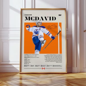 Póster de Connor McDavid, Edmonton Oilers, póster de la NHL, póster de hockey, decoración de dormitorio de hockey, arte de los Hurricanes, regalo para amantes de los deportes, póster deportivo