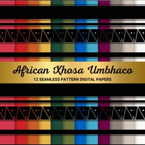 12 South African Xhosa Umbhaco Seamless Vector Patterns, Hand Drawn PNG, Digital Paper, South Africa, Heritage Fabric, Mzansi