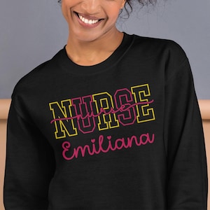 Personalized Nurse Embroidered Sweatshirt, Nurse Graduate Gift For Her, Embroidery Medical Assistant Sweatshirt Gift, Registered Nurse Gift