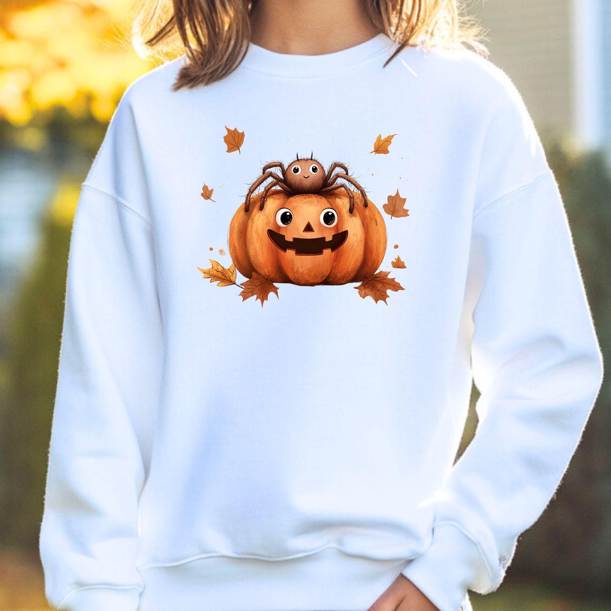 Halloween Sweatshirt Für Kinder Mit Pailletten Kürbis - Langarm Baumwoll Pullover