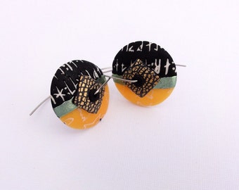 Disk earrings Halloween 1 by Marie Segal, new design, handmade earwires in stainless steel