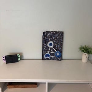 Abstract Original Painting Abstract Portrait Not A Print Original Artwork in black and blue 12x18