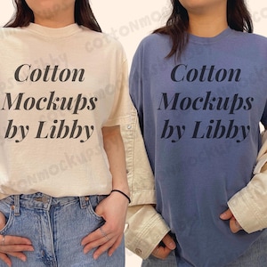 Couple Matching Comfort Colors 1717 Ivory Blue Jean Shirt Mockup, Real Model Group Mockup, Bachelorette Bach Mockup, Friend Group Shirt Mock