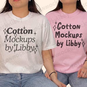 Comfort Colors 1717 White and Blossom, Best Friends Mockup, C1717 T-Shirt Mockup, Real Person Model, Trendy Group Mockup, Boho Aesthetic